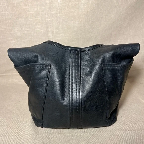ROUGH & TUMBLE women’s envelope tote tumbled black leather hobo Large shopper - Picture 7 of 10